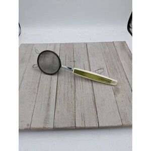 Vintage Ekco Green Handle 10" Hand Held Strainer Screen Sifter 2 3/4" Basket
